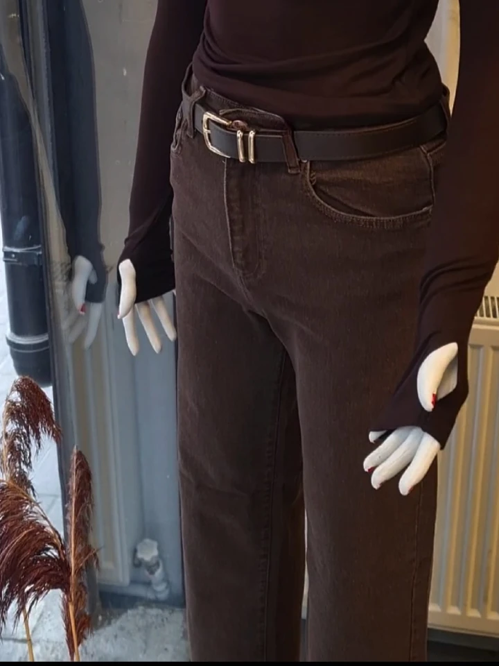 KEMERLİ STRAİGHT MODEL  YÜKSEK BEL  KOT PANTOLON