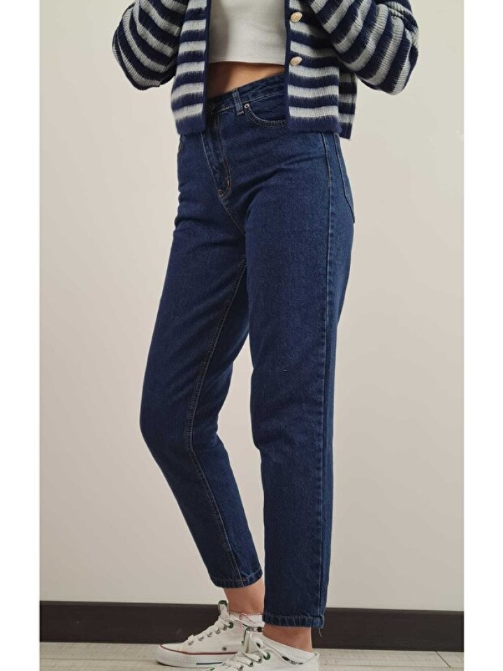 Telablanka Koyu Lacivert Mom Jean