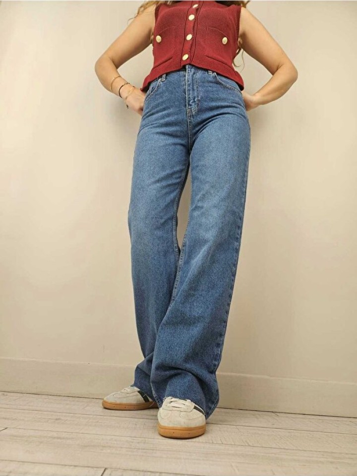 Telablanka Mavi Straight Paçası Kesik Jean