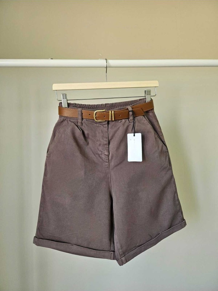 Telablanka Kemerli Likralı Şehir Boy Şort