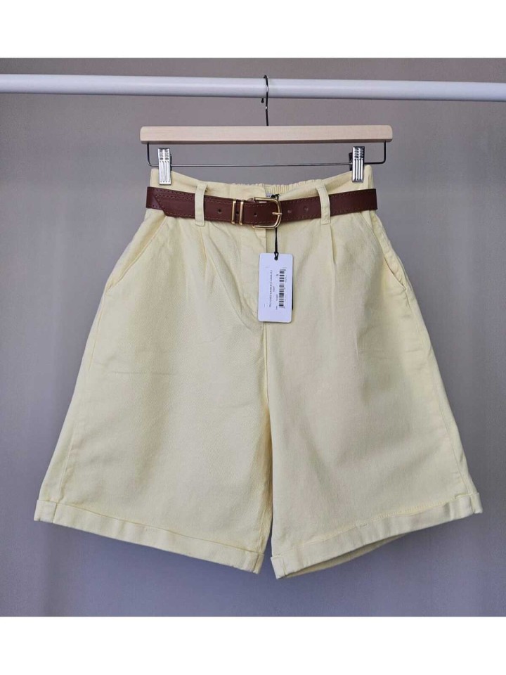 Telablanka Kemerli Likralı Şehir Boy Şort