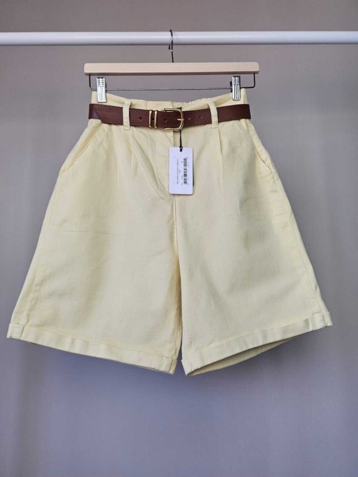 Telablanka Kemerli Likralı Şehir Boy Şort