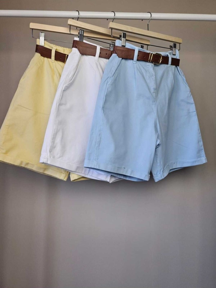 Telablanka Kemerli Likralı Şehir Boy Şort