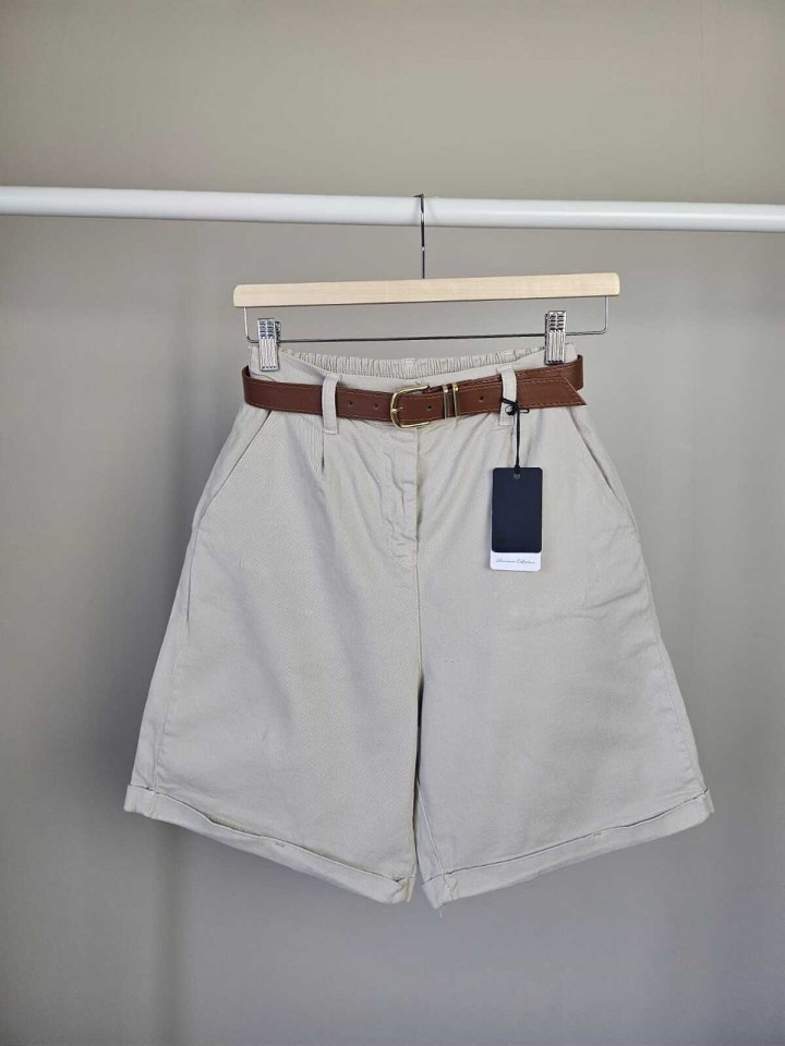 Telablanka Kemerli Likralı Şehir Boy Şort