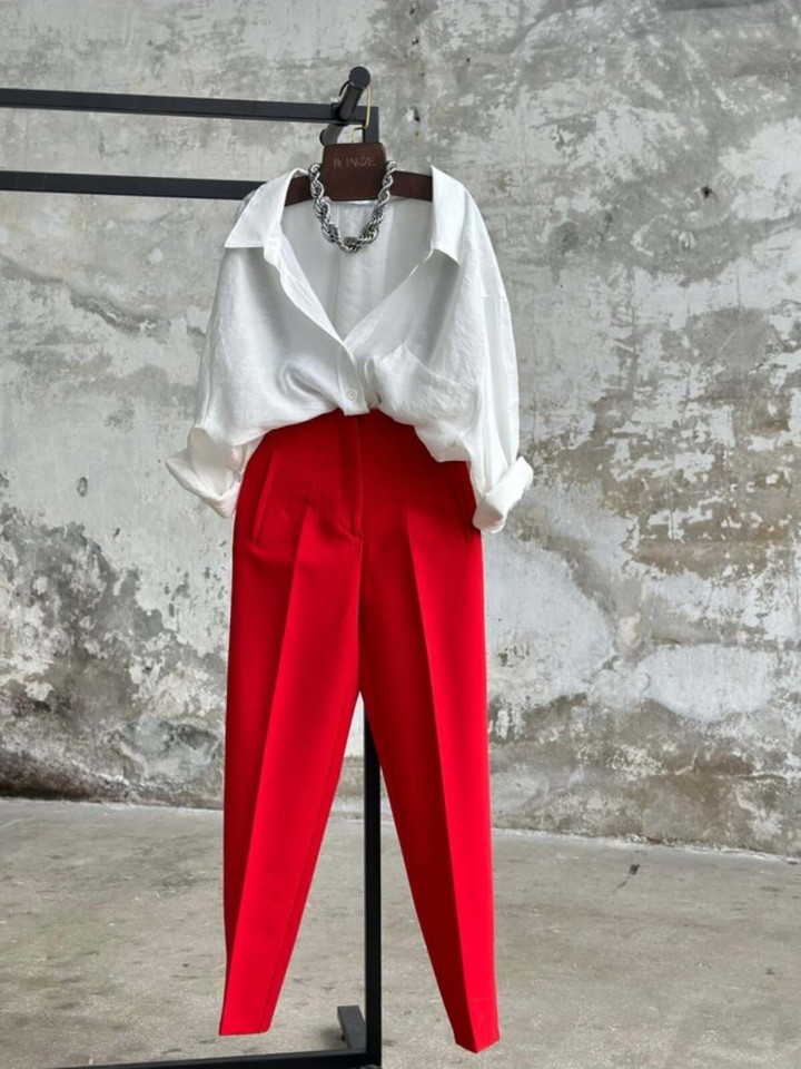 Telablanka Önü Flatolu Kumaş Pantolon