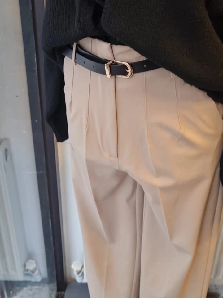 İnce Kemerli ZR Model Kumaş Pantolon – Bej