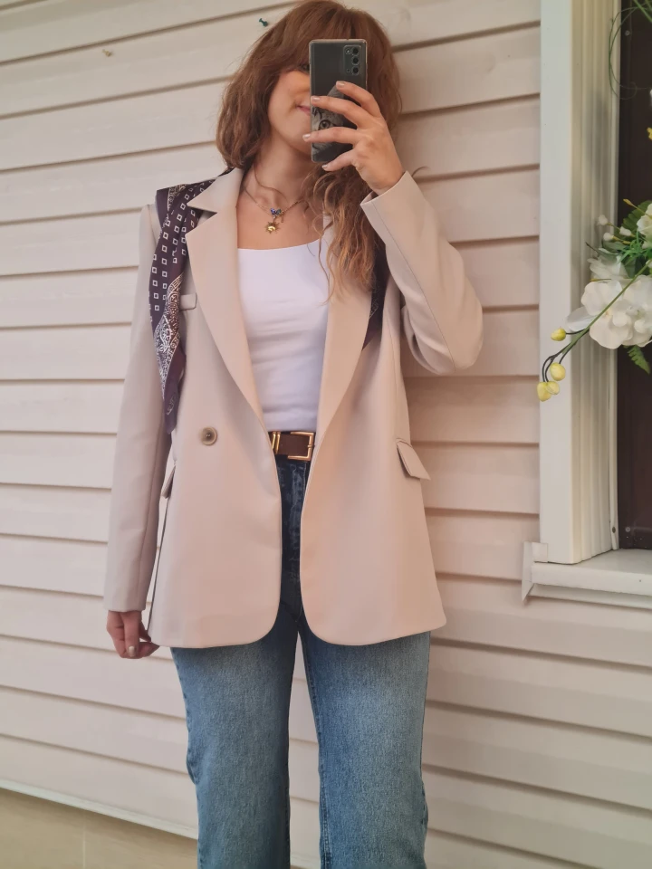 Fular Detaylı Blazer Ceket