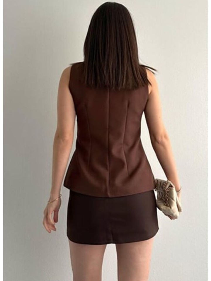 Telablanka Farklı Düğme Kuplu Önü V Kesim Yelek