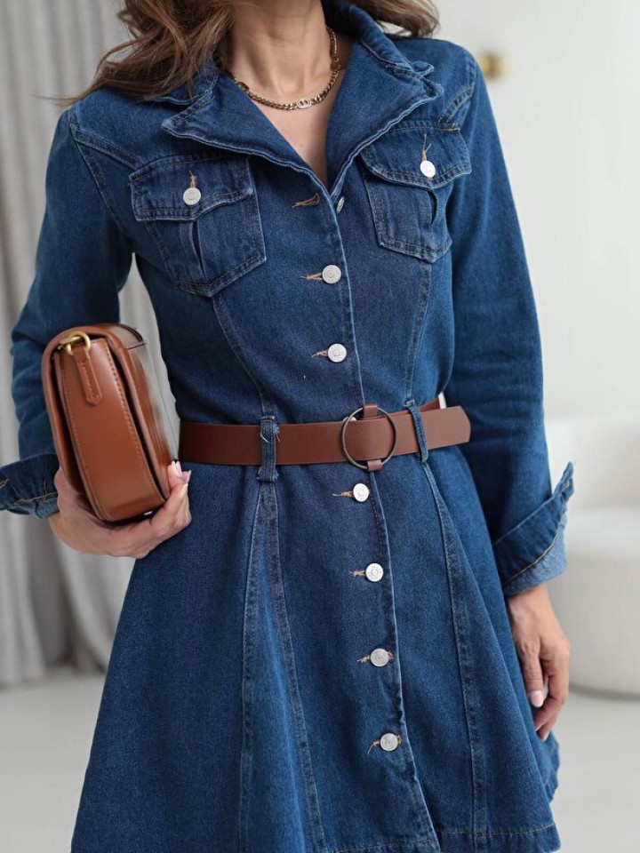 Telablanka Kemerli Mini Kot Elbise