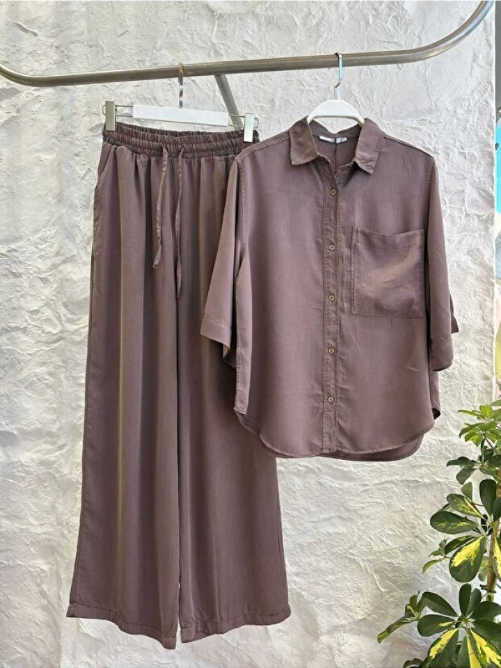 Telablanka Gömlek Lastikli Pantolon Takım