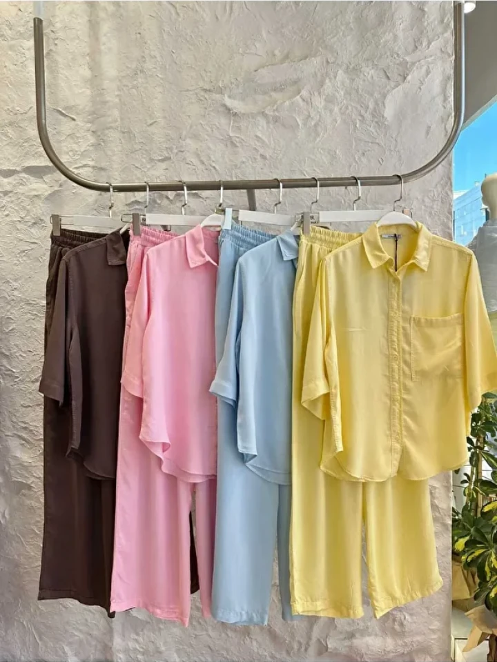 Telablanka Gömlek Lastikli Pantolon Takım