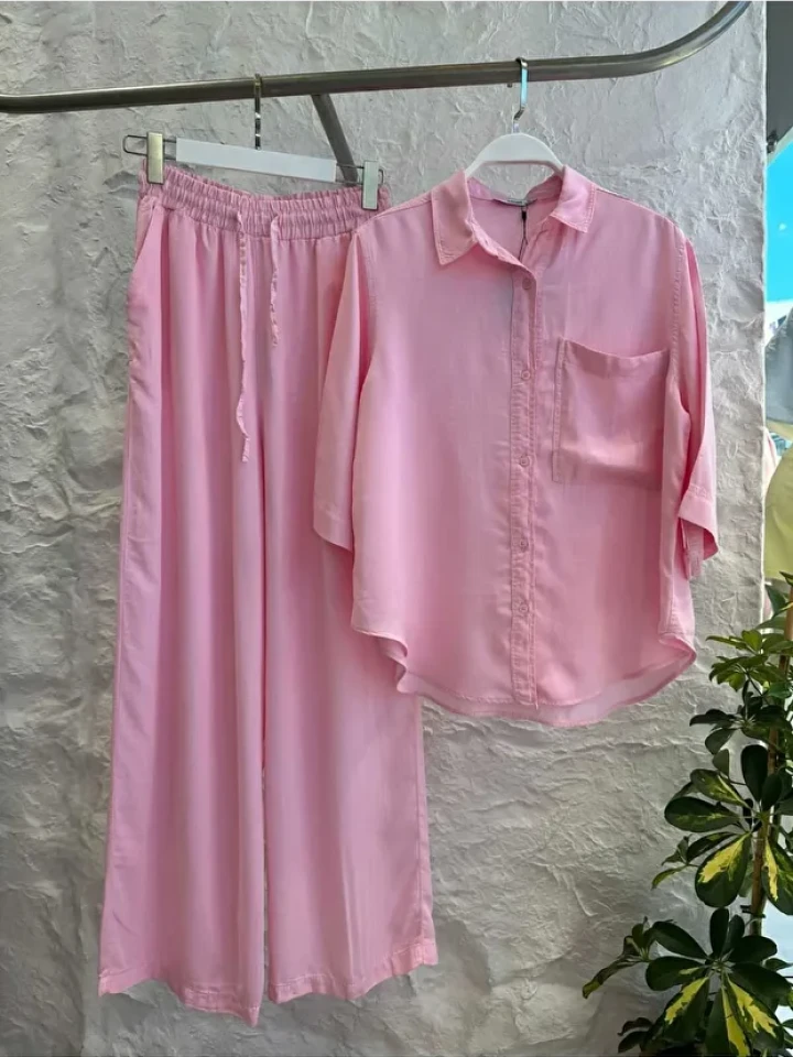 Telablanka Gömlek Lastikli Pantolon Takım