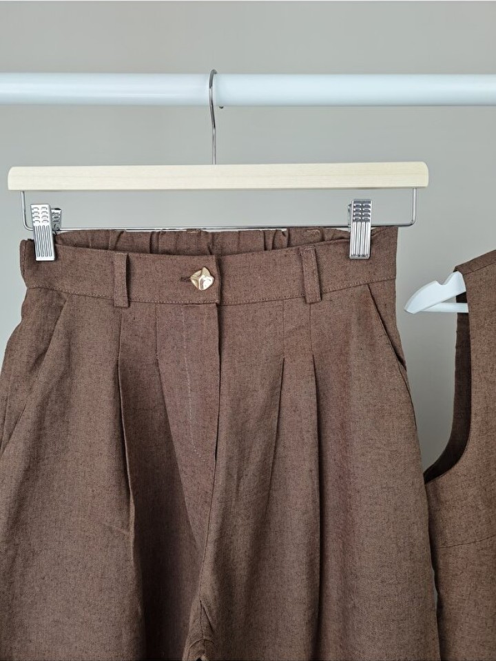 Yelekli Keten Takım