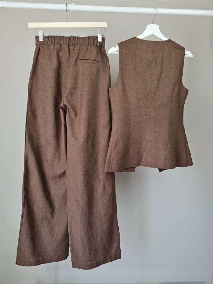 Yelekli Keten Takım