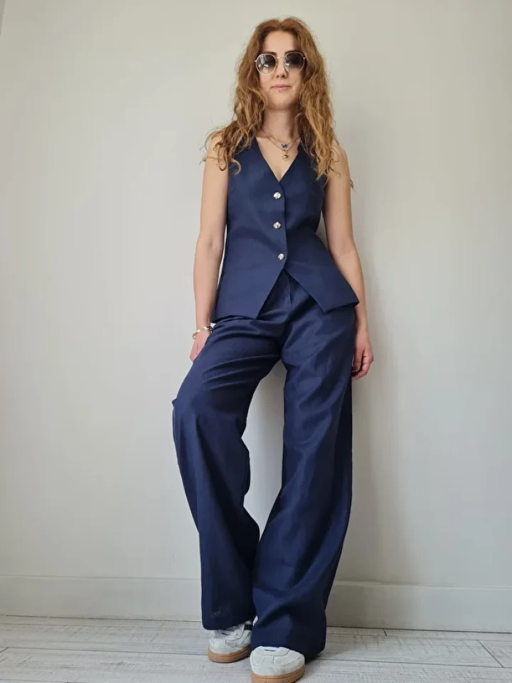 Yelekli Keten Takım