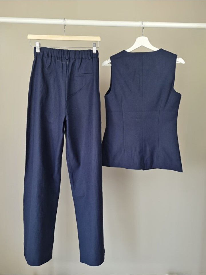 Yelekli Keten Takım