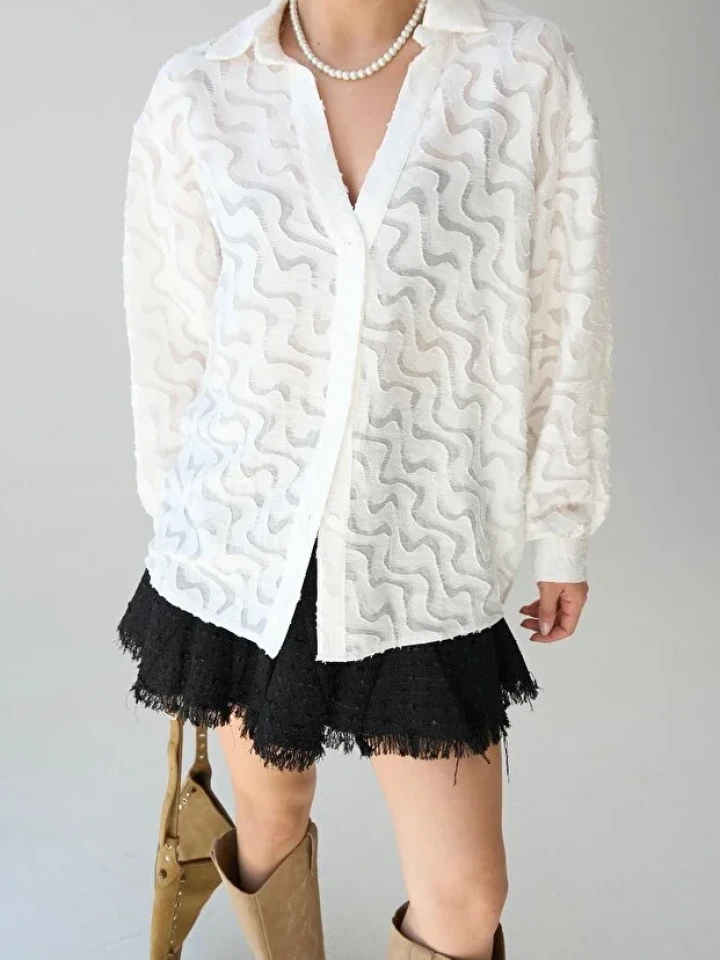 Kadın Desenli-Jakarlı Gömlek