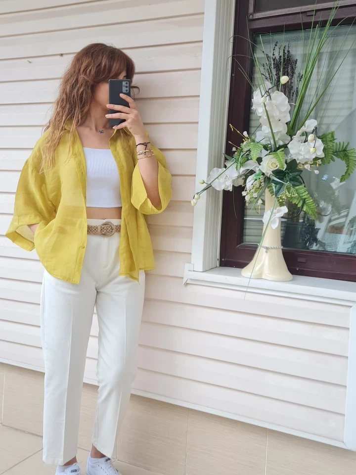 Oversize İpeksi Gömlek