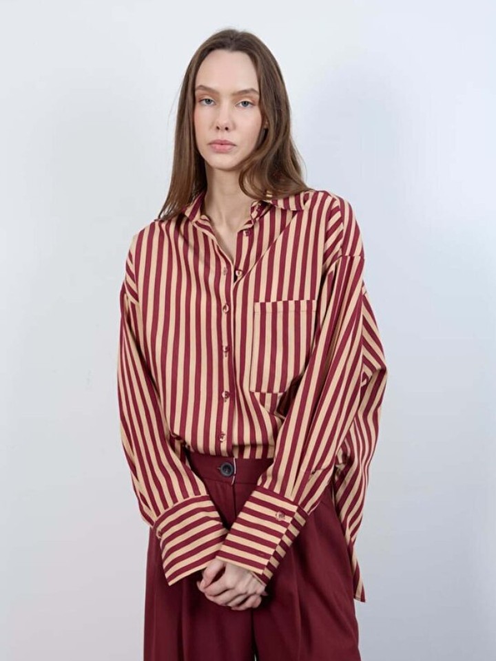 Telablanka Çizgili Oversize Gömlek