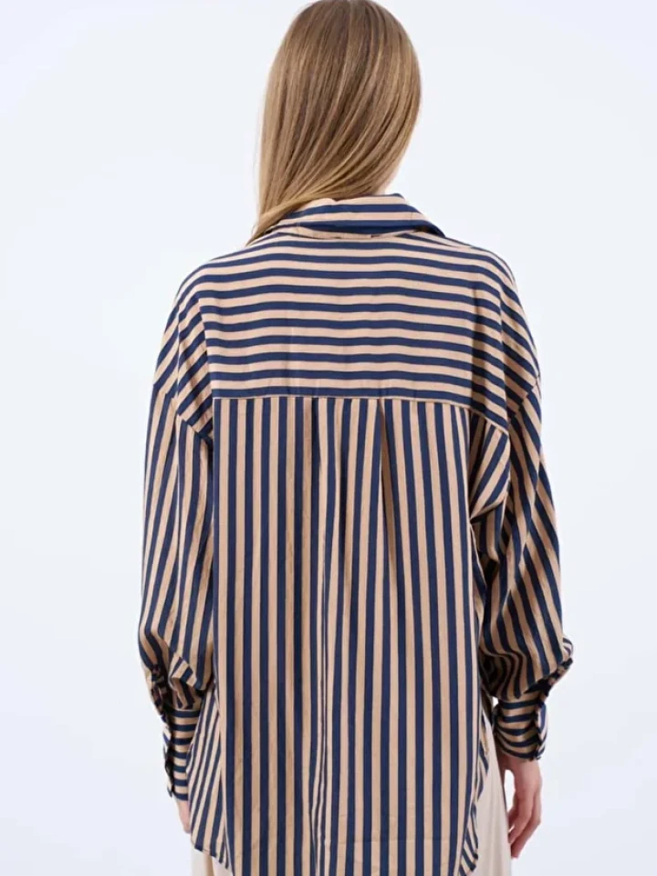Telablanka Çizgili Oversize Gömlek