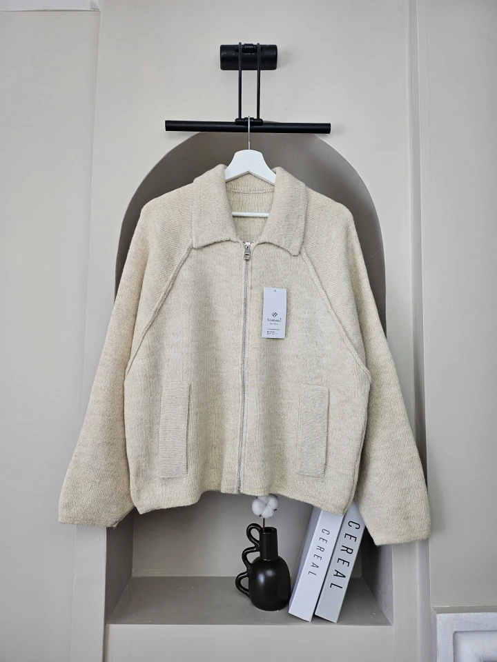 Fermuarlı Oversize Bogie Triko Hırka