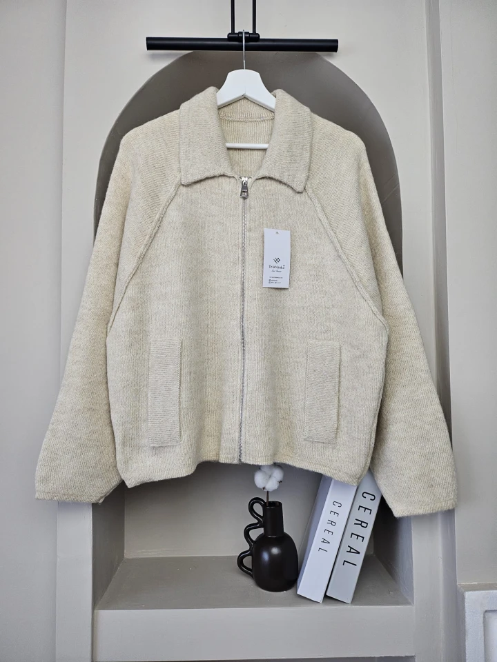 Fermuarlı Oversize Bogie Triko Hırka