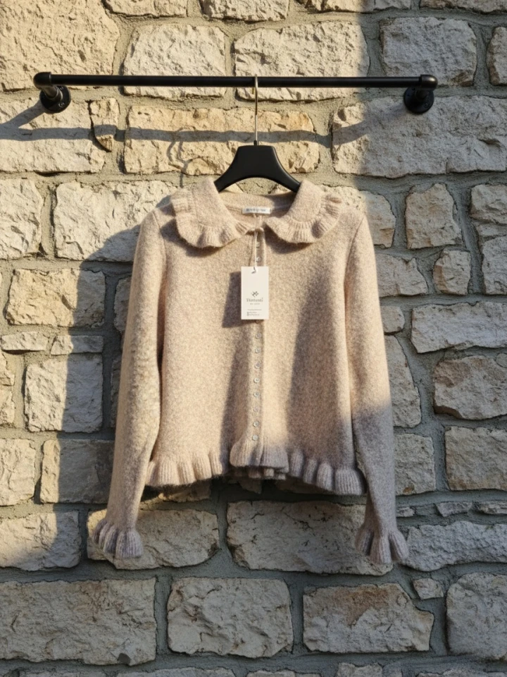 Fırfırlı Sedef Düğmeli Hırka