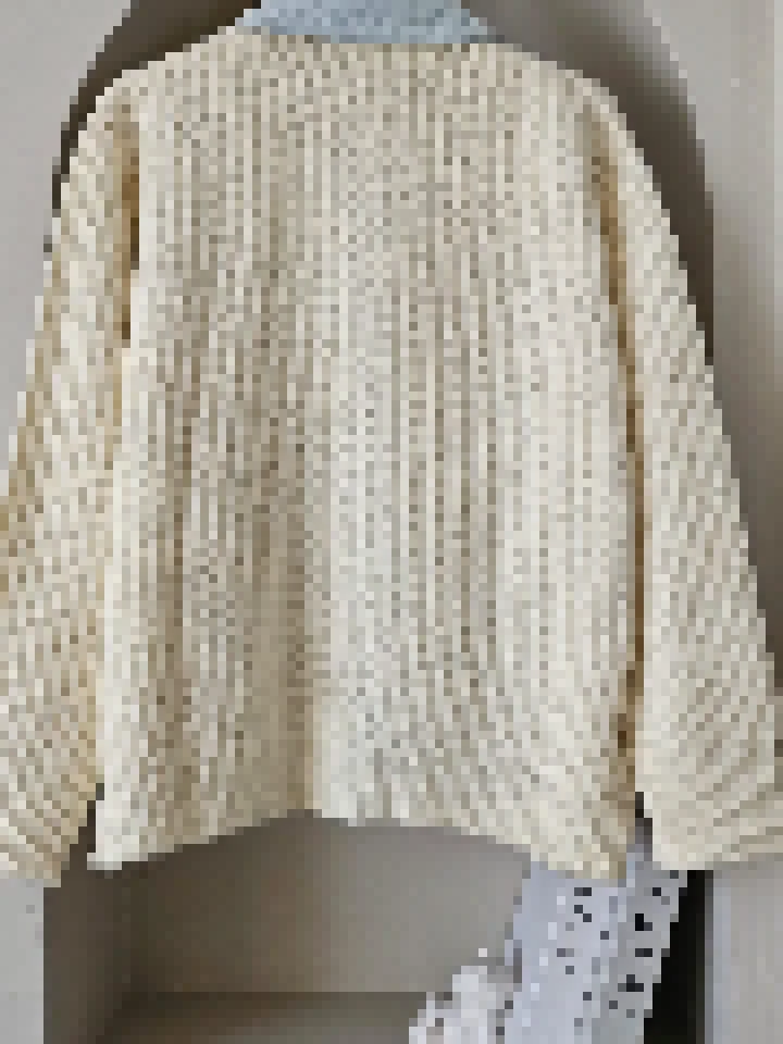 JEAN DETAYLI ÖRGÜ HIRKA - Ekru renk