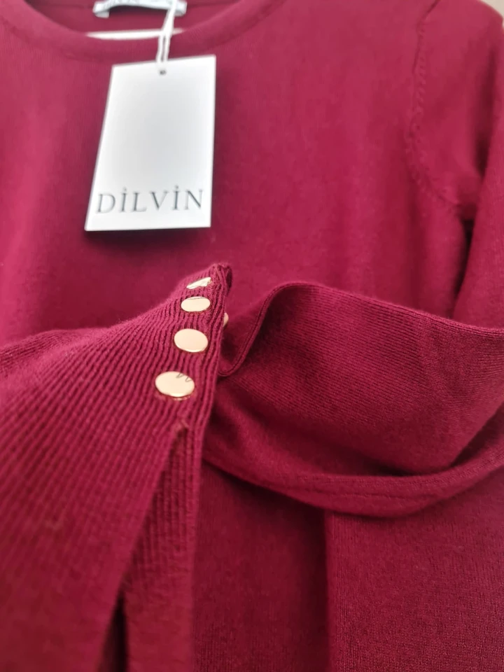 Bisiklet Yaka Triko Kazak-bordo