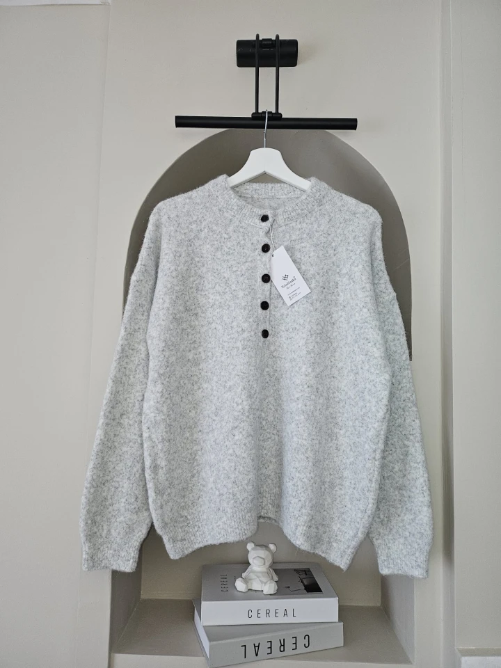 Düğmeli Açık Yaka Clara Triko