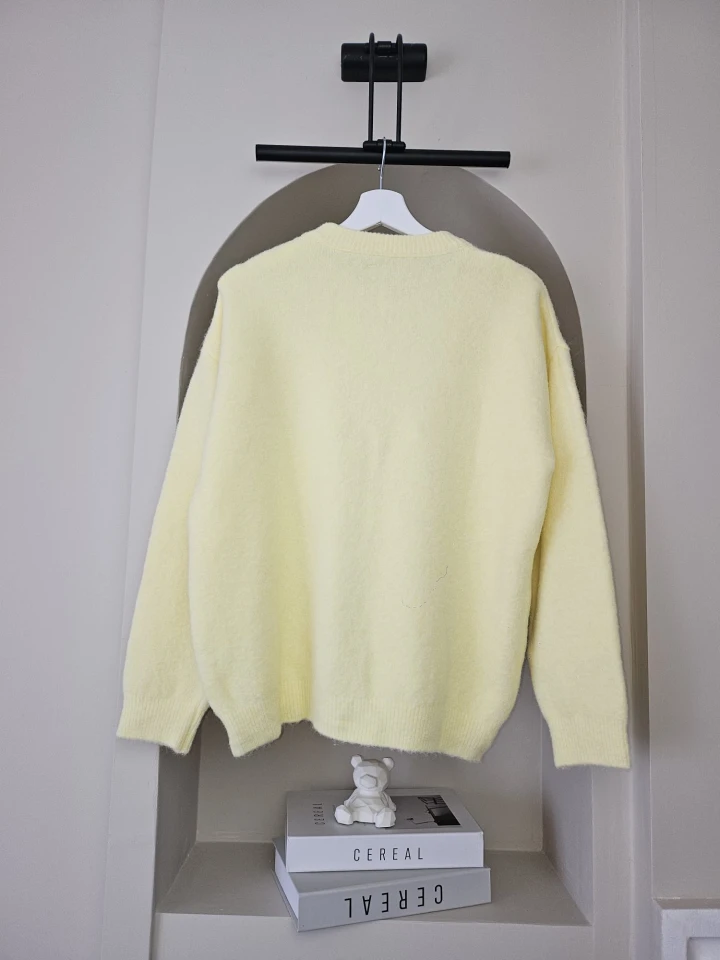 Düğmeli Açık Yaka Clara Triko