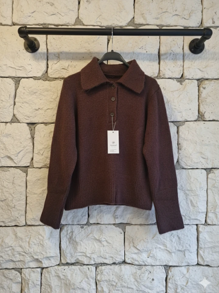 POLO YAKA DÜĞMELİ YUMOŞ KAZAK