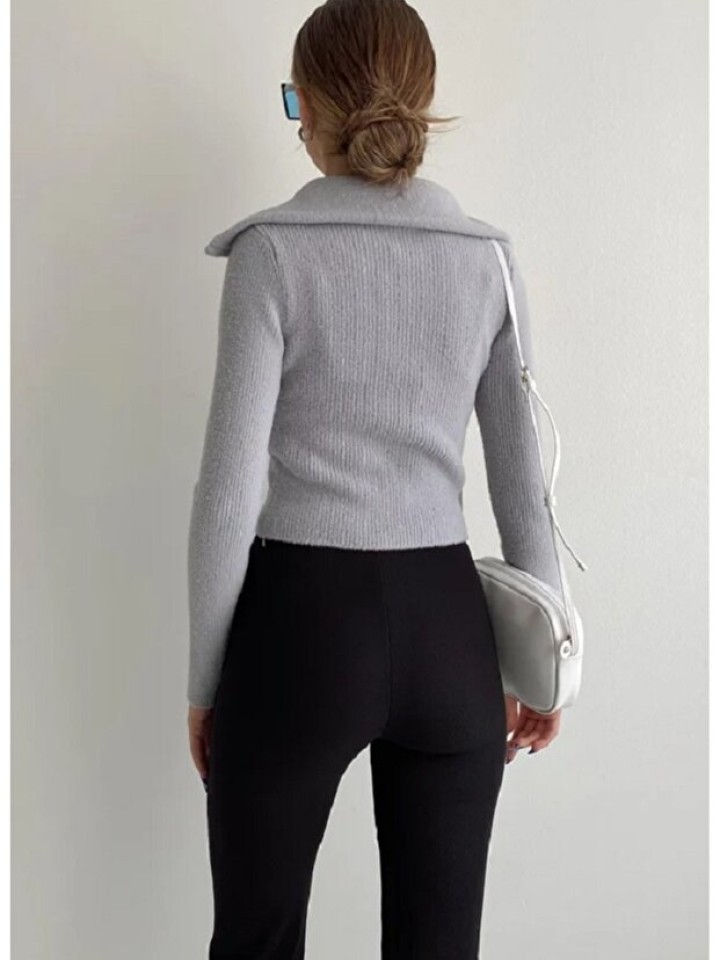 Telablanka Kamyoner Yaka Yumoş Fitilli Crop Kazak