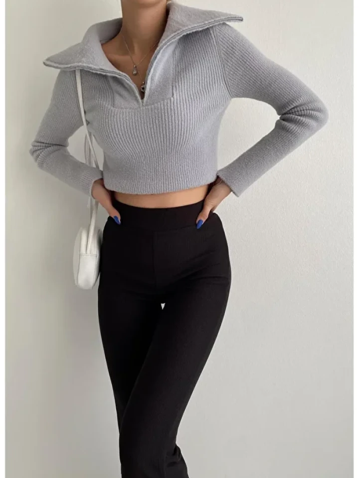 Telablanka Kamyoner Yaka Yumoş Fitilli Crop Kazak