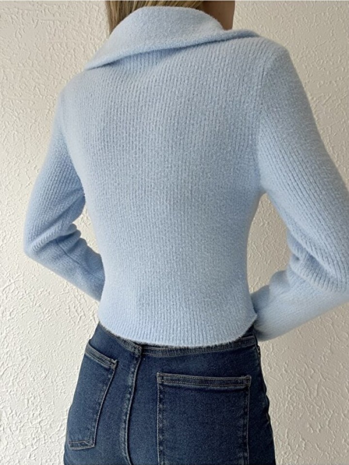 Telablanka Kamyoner Yaka Yumoş Fitilli Crop Kazak