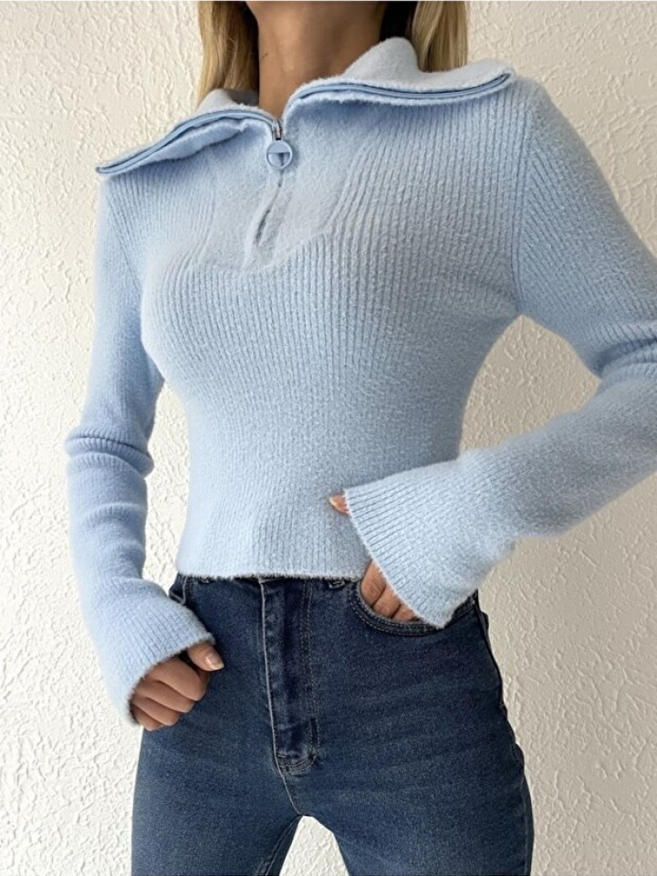 Telablanka Kamyoner Yaka Yumoş Fitilli Crop Kazak