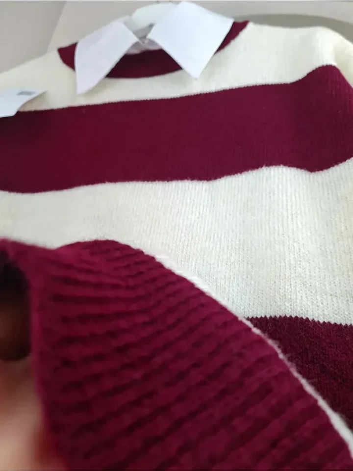 Telablanka Oversize Çizgili Kazak