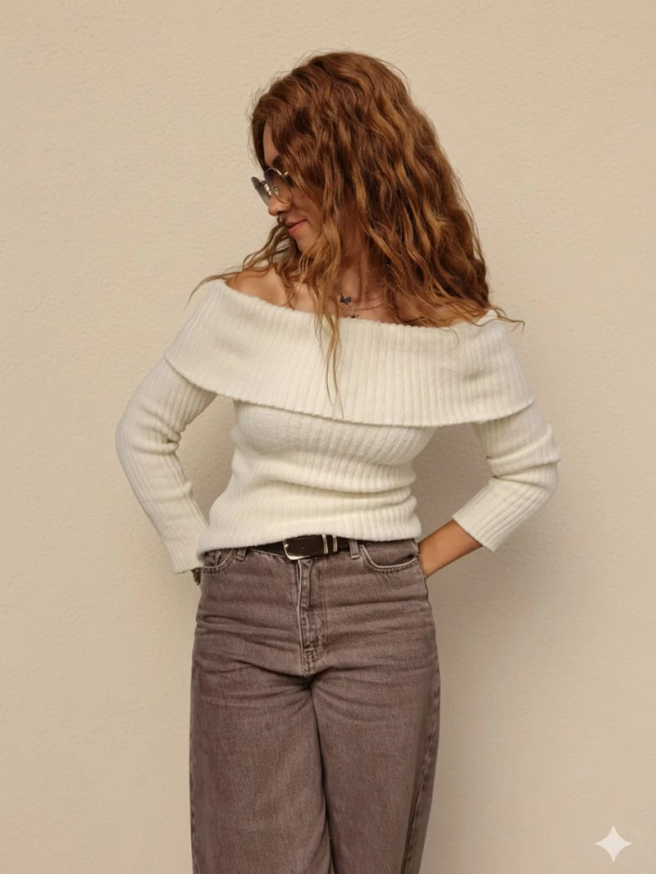 YUMUŞAK DOKULU KAYIK YAKA KAZAK