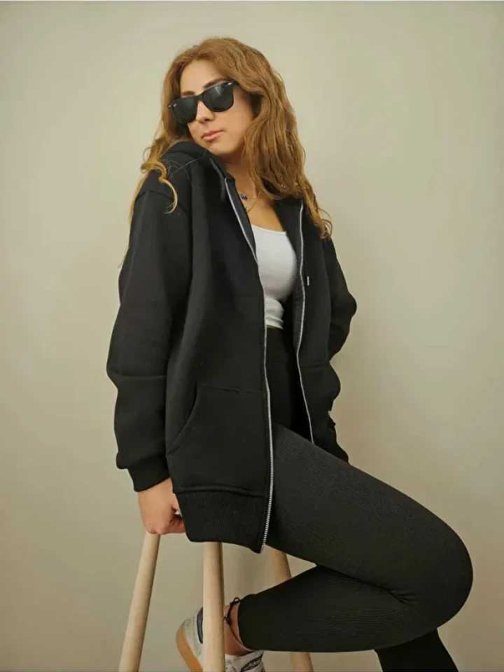 Telablanka Fermuarlı Kaanguru Cepli Sweatshirt