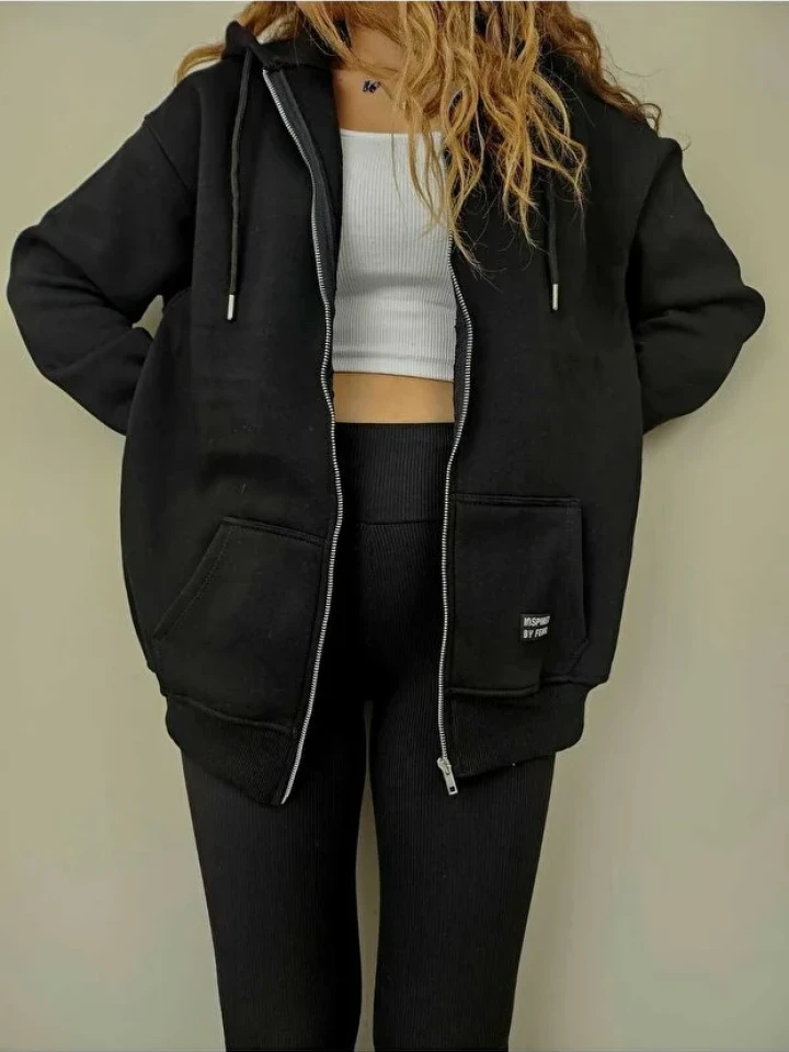 Telablanka Fermuarlı Kaanguru Cepli Sweatshirt