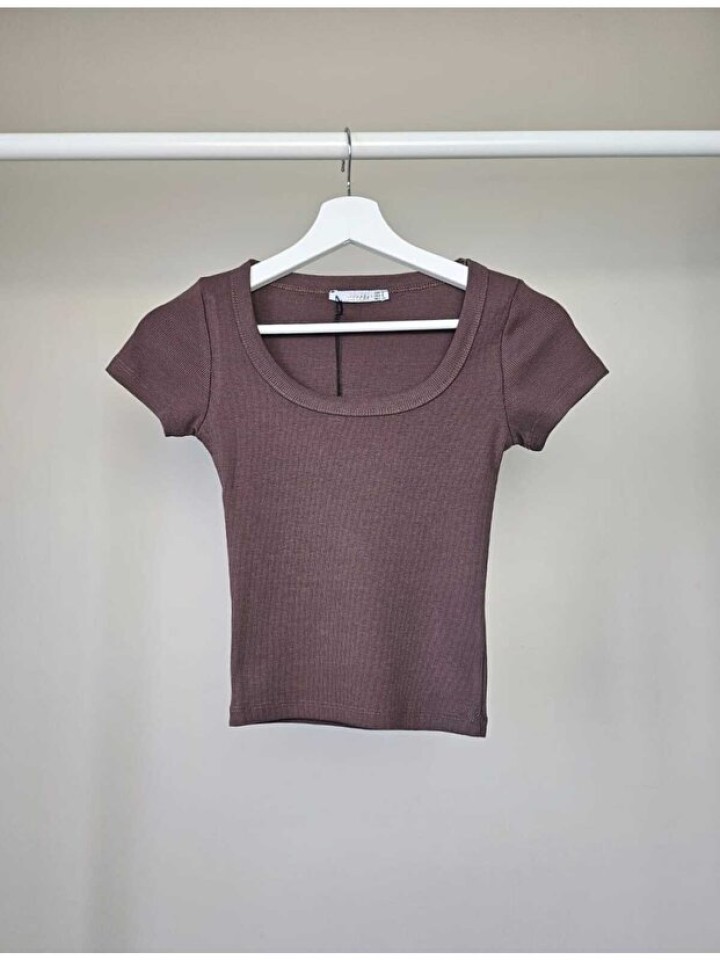 Telablanka Kaşkorse U Yaka Crop Top Tişört