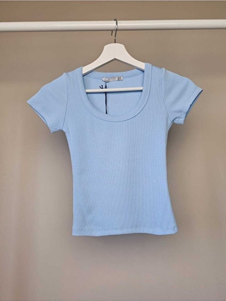 Telablanka Kaşkorse U Yaka Crop Top Tişört