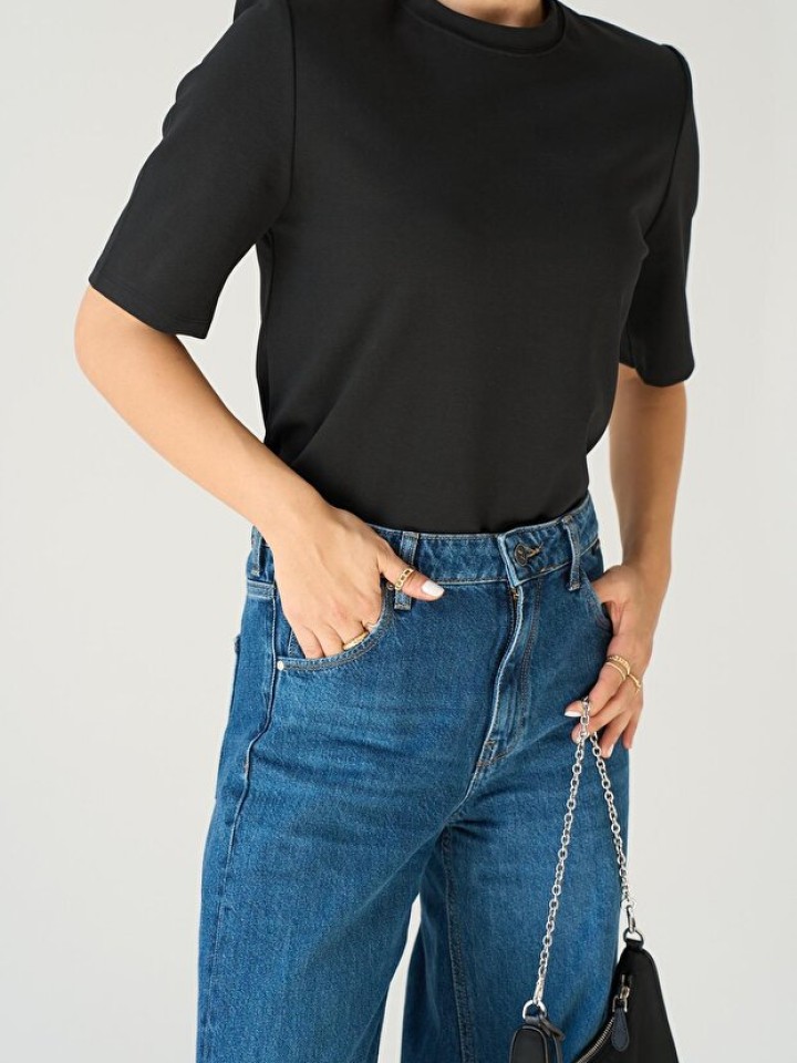 Telablanka Vatkalı Kısa Kol Tok Kumaş Tişört